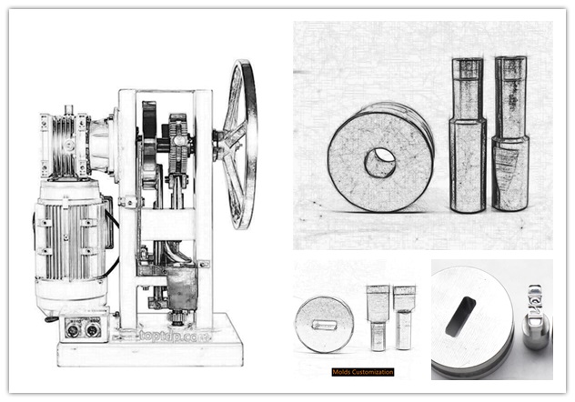 Handheld pill press with stamps